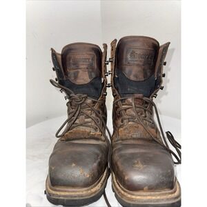 Rocky Men's 9 CT Work-boot Dark Brown Leather Size 10.5 W Steel Toe